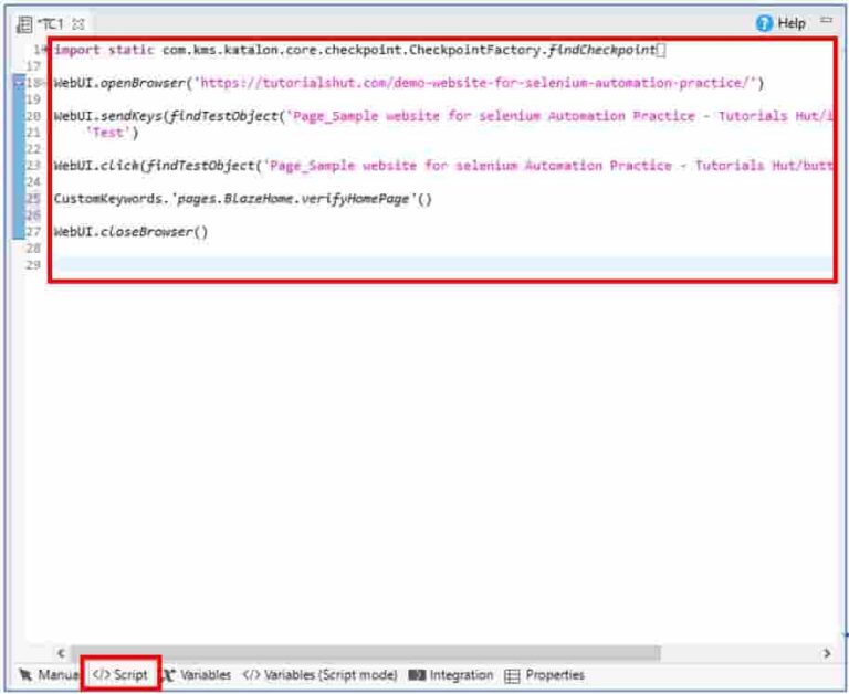 Katalon Studio Script Mode