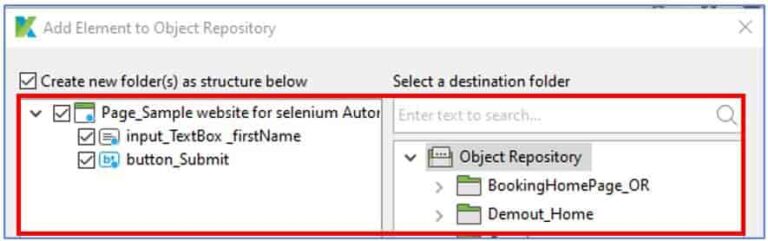 Katalon Studio add elements to Object Repository