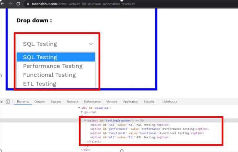 How to Handle Drop down using Selenium WebDriver with Example