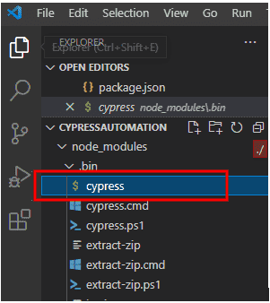 cypress executable location