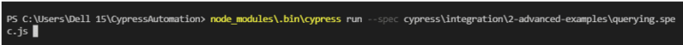 Cypress run single spec file